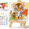Tiger Peinture par numéros - Motif animaux - Avec cadre - Peinture par numéros - Pour cadeau et décoration d'intérieur - 20 x 20 cm