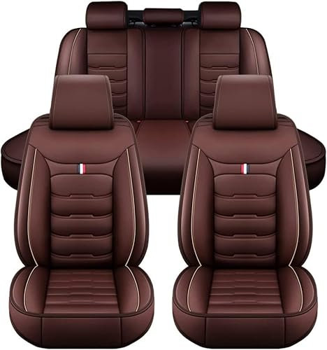 Auto Sitzbezüge für Suzuki Alto K Series Alto K 2015-2022, PU Leder Wasserdicht 5 Sitzer Auto Schonbezüg Set Vorne Hinten Sitzauflage, rutschfest Bequem Auto Sitzschoner,D Coffee