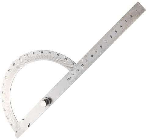 PRITOK Winkelmesser Metall 0-180° Gradmesser: 1 Stück Edelstahl Goniometer mit Metall-Feststellschraube, Präzisionsmessgerät für Anwendung im Handwerk (150 x 200 mm)