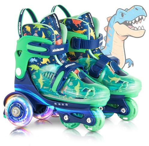 ZOOBLISS Kids Roller Skates for Boys Ages 3-7, Adjustable Toddler Skates