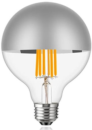 karedle oard 1er Pack G95 Kopfspiegellampe Silber LED Glühbirne E27-Sockel Edison Lampe ersetzt 100 Watt, 10W,950 Lumen, 2700K warmweiß, LED Filament Fadenlampe, 220V, Silber