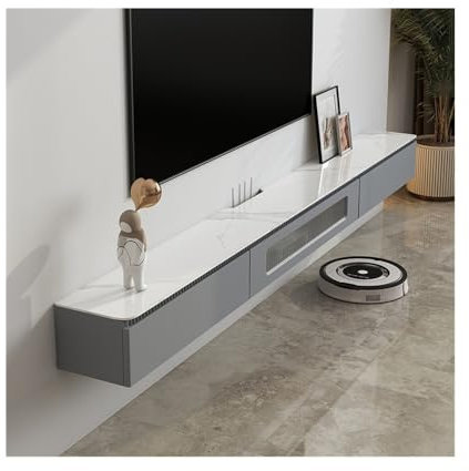 Banc TV Meuble TV Flottant, Console multimédia Murale avec Rangement, Meubles de Salon, Style Moderne Meuble TV(Grigio,150x24x19cm)