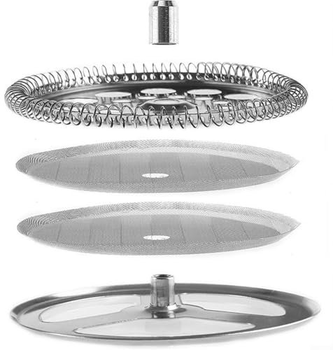 Kit complet de 4 pièces de rechange pour filtres à piston française, maille en acier inoxydable et plaques en spirale pour un meilleur goût de café (1000 ml)