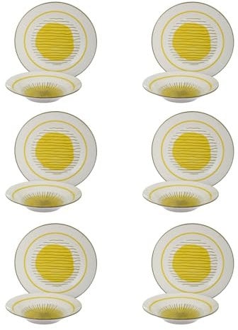 Servizio 12 piatti porcellana giallo Luna