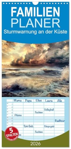 Familienplaner 2026 - Sturmwarnung an der Küste mit 5 Spalten (Wandkalender, 21 cm x 45 cm), CALVENDO: Die wilde, ungezähmte Kraft der Natur (CALVENDO Natur)