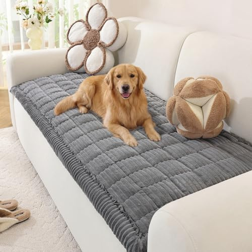 TANTEC Extra Dicker Sofabezug Waschbar, Dunkelgrau, 70 x 180 cm | Rutschfester Couchüberzug, Kuscheliger Sofaüberwurf mit Haustierschutz für Hunde & Katzen, Für 2 3 4 Sitzer Sofa, Wohnzimmer