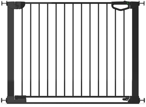 Geuther Türschutzgitter Easylock Flatstep Schwarz I Treppenschutzgitter zum Klemmen oder Bohren I Breite 104-111 cm I Türschutz für Ihr Baby & Haustier I Kinderschutzgitter beidseitig öffnend