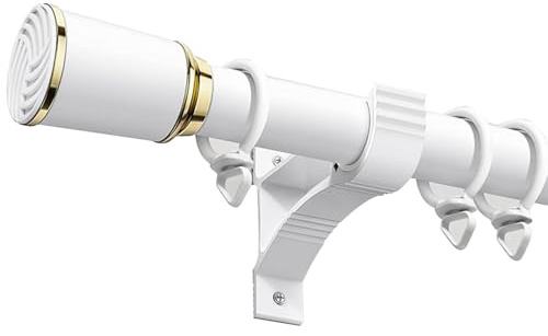 GOUZIBHD Spring Tension Rod, Extendable Spring Curtain Rod, Wardrobe Hanger Pole, Adjustable Shower Curtain Rod with Brackets Rings, Drapery Rod for Balcony(Size:70-120cm)