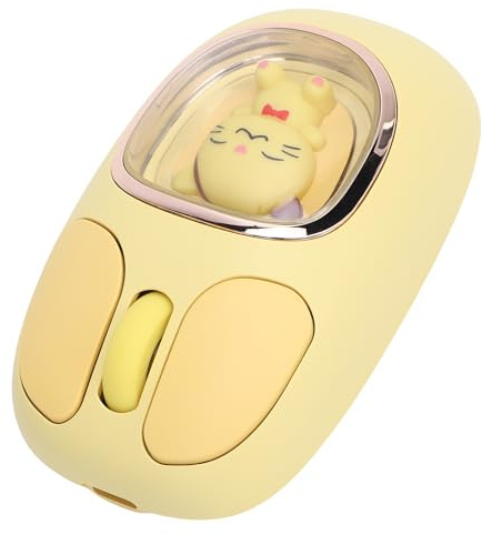 Annadue Wireless Maus für PC, Wiederaufladbare 2,4 G Bluetooth 3.0/5.0 Maus, Stille, Typ C Ladung, Süße Puppe, RGB Hintergrundbeleuchtung, für PC, Laptop, Tablet (Yellow)