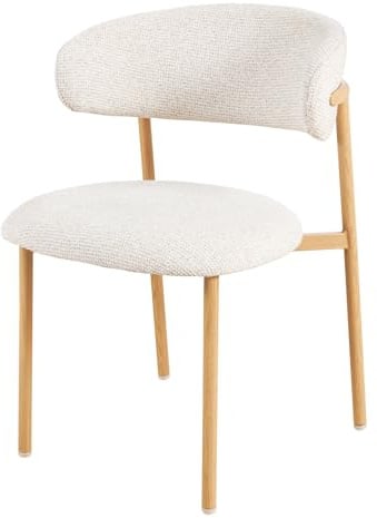 Riess Ambiente Design Stuhl Belfort - beige - Esszimmerstuhl, Strukturstoff und Metallgestell mit Eichen-Design