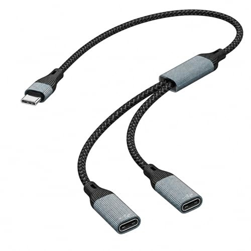 Leloco USB-C Verteiler 1 zu 2, USB-C Splitter und Y-Kabel für Geräte | Verteilt einen USB-C-Anschluss auf drei Anschlüsse; kompakte Bauform für den Anschluss mehrerer USB-C-Geräte