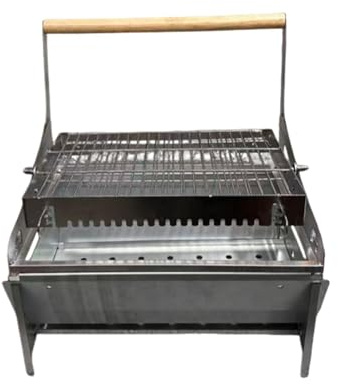 Huxibai Griglia portatile a carbone vegetale, girevole a 360 gradi, in acciaio , per picnic, barbecue, campeggio, all'aperto, picnic, giardino, barbecue, patio e spiaggia