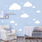 Wandtattoo Große Deko Wolken mit Sternen in der Farbe weiß - 10 Wolken & 20 Sterne im Set