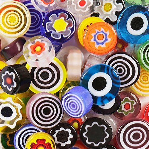 75 Grams Mixed Millefiori Glass Pebbles Mosaics Size 8-12mm Approx 84 Pieces