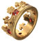 OAKKY Herren Damen Gold Überzogen Retro Königlich König Krone Rot Edelstein Eingelegt Ring Edelstahl Größe 57 (18.1)