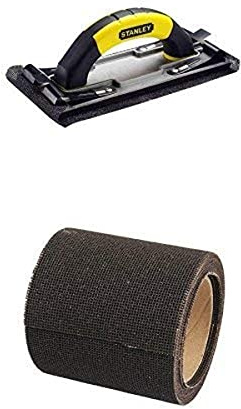 Stanley Smerigliatore a Mano + Silverline 868903, Rotolo di Rete Abrasiva, 5 m
