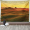 ABAKUHAUS Land Wandteppich und Tagesdecke, Mittelmeer Old House aus Weiches Mikrofaser Stoff Waschbar ohne Verblassen Digitaldruck, 230 x 140 cm, Orange Weiß