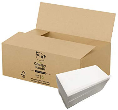 The Cheeky Panda Bamboo V Fold Paper Towels | 3200 Sheets (20 Packs of 160) 2 Ply Paper Hand Towels for Dispensers
