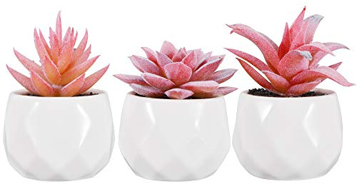 Zalava 3pz Piante Artificiali Piante finte da Interno con Vaso Decorazioni per la casa Ufficio Scrivania Tavolo Casa Balcone Matrimonio (Porpora-3)