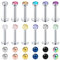 12 Stück Kugel CZ Gem Lippenpiercing 16G Chirurgenstahl Labret Monroe Lippe Ring Helix Tragus Ohrringe Piercing Schmuck mit Ersatzkugeln Stab 6mm/8mm
