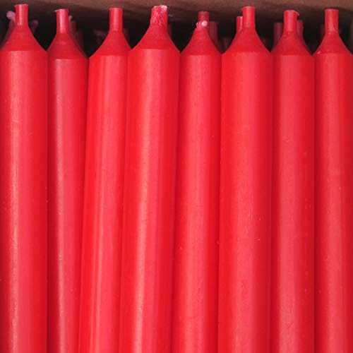 Bütic GmbH Stabkerzen durchgefärbt 250mm x Ø 13mm - Kerzen hochgereinigt, Brenndauer 5,5h, geruchsneutral, rußarm mit rückstandsfreiem Abbrand, Farbe:Weihnachtsrot, Set mit:16 Stück