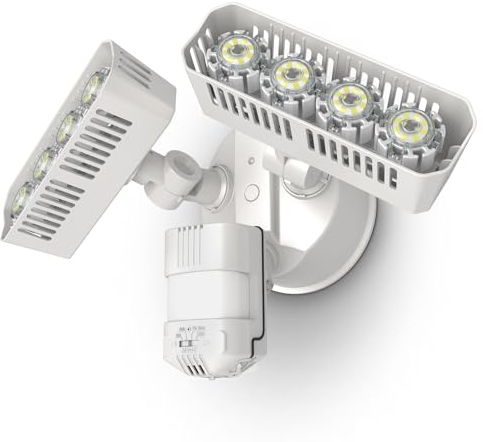 SANSI LED Strahler mit Bewegungsmelder Außen, 3600LM 5000K Tageslichtweiß Superhell Aussenleuchte mit verstellbaren 2 Köpfe, IP65 Wasserdicht Flutlicht Sicherheitsleuchte für Garage, Hof, Weiß