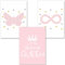 PREMYO Bilder Kinderzimmer Deko Mädchen - Poster Set Babyzimmer - Wandbilder Schlafzimmer Queen Schmetterling Rosa A4