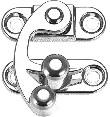 sourcing map Antique Vintage Lock Clasp Left Latch Hook Hasp 33mmx28mm Swing Arm Latch Silver Tone 2 Pcs