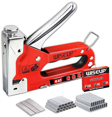 WISEUP Grapadora Manual, Grapadora industrial certificada TUV, resistencia ajustable, acero de cromo, robusta y duradera, adecuada para carpintería, decoración del hogar, bricolaje