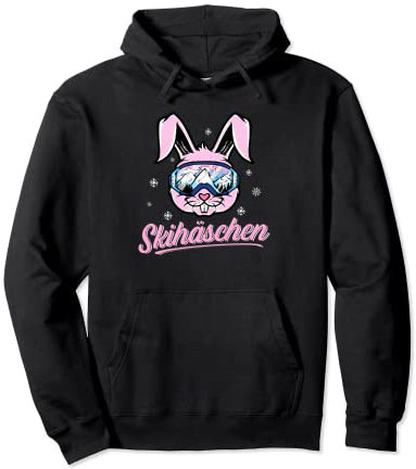 Skihase Skihaserl Skihäschen Hase fährt Ski Skifahren Pullover Hoodie