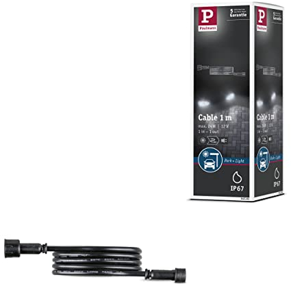 Paulmann 94581 Park + Light Außenleuchte Kabel 1m IP67 1-in/1-out max. 24 W Schwarz Zubehör Kunststoff Beleuchtungssystem