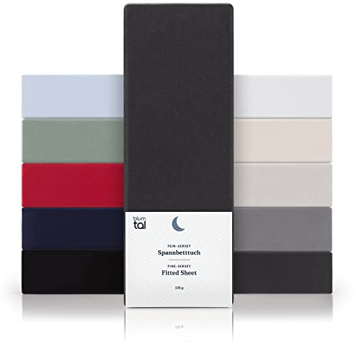 Blumtal® Basics Spannbettlaken 120x200cm Jersey im 2er Set - Spannbettlaken 120x200cm Baumwolle - Oeko-TEX zertifiziertes Spannbetttuch 120x200cm - Matratzenbezug 120x200cm - Leintuch - Anthrazit