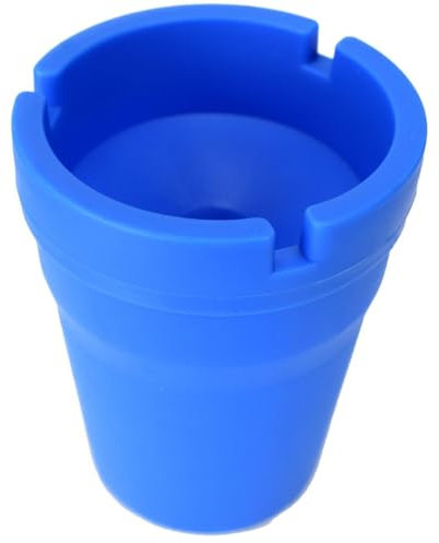 Aschenbecher windsicher mit Aschebehälter für drinnen und draußen kompakt, Farbe:blau
