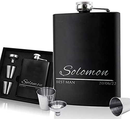 Personalised Hip Flask Custom Engraved Hip Flasks for Men 6oz Stainless Steel Flask for Best Man Usher Groomsmen Groom Father of The Bride Gift for Wedding Christmas Special Occasion (Design 3)