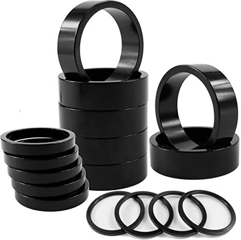 NEPIDOVS 16PCS Bicycle Headset Spacer Bike Handlebar Stem Spacers Threadless Aluminum Alloy Headset Stem Spacer Set Fit 1 1/8-Inch Stem for MTB BMX Mountain Road Bikes Cycling 2MM 5MM 10MM (Black)