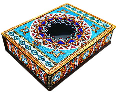 SM SunniMix DIY Diamant Peinture Boîte à Bijoux, Diamant Mosaïque Anneaux Collier Bracelet Organisateur Boîte de Rangement Coffret Cadeau, styleC