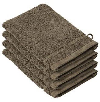 Lot de 4 Gants de Toilette Coton 540 g/m²,Stephanie, Falcon Marron