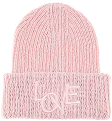 Zwillingsherz Slouch-Beanie-Mütze aus Wolle - Hochwertige Strickmütze mit Love Stickerei für Damen Mädchen Jungen - Hat - One Size - warm und weich für Frühling Herbst und Winter-rosa