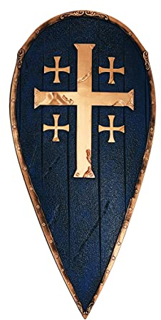 LOOYAR Mittelalter Kreuzritter Drachen-Schild für Ritter Soldaten Krieger Kostüm Kampfspiel Halloween Cosplay LARP, blau, Standard