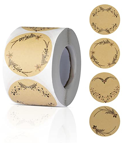 500 Pièces Gomettes Autocollantes,Etiquettes Autocollantes Bocaux,Étiquettes Auto-adhésives Kraft pour pots d'épices et de Confiture Étiquettes Cadeaux (brun-2)
