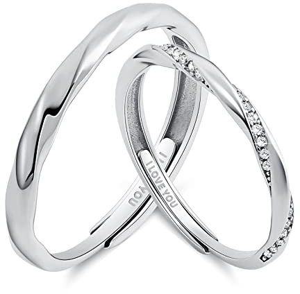 Verlobungsring Paar, Partner Ringe für 2 925 Silber Ring Unendlichkeit Partnerringe mit Gravur I Love You