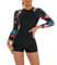 FYMNSI Damen Surfanzug Badeanzug mit Bein Reißverschluss Einteiler Langarm Rashguard UPF 50+ Bademode Surfen Schwimmanzug Blumen Bedruckt Bauchweg Sportlich Sonnenschutz Badebekleidung Rot Blumen M