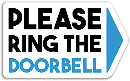 2 x 10cm Wide Ring The Doorbell Vinyl Stickers - Front Door Home House Bell Sign Arrow Shop Support Girls Laptop Label Home Sticker #79870