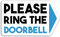 2 x 10cm Wide Ring The Doorbell Vinyl Stickers - Front Door Home House Bell Sign Arrow Shop Support Girls Laptop Label Home Sticker #79870