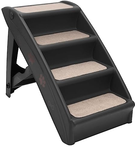 Bussandri Exclusive - Hundetreppe Klappbar Schwarz 62x40x49,5 cm