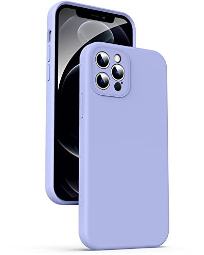 Supdeal Custodia in Silicone Liquido per iPhone 12 Pro, [Protezione Fotocamera] [Anti-Impronta Digitale] [Ricarica Wireless], Cover Case in Microfibra Incorporata, 6,1, Viola