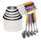 Set di 10 misurini e cucchiai, include 5 misurini per nidificazione in acciaio inossidabile e 5 mini misurini, manico impilabile cucchiaio accurato per misurare ingredienti secchi e liquidi