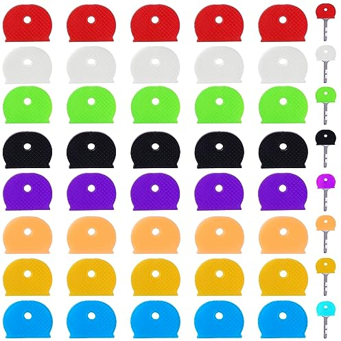 40 Stück Schlüsselkappen-Etiketten, Schlüssel-Farb-Identifikatoren, Schlüsselabdeckungen, Kunststoff-Kennzeichnung, Codierungsetiketten, farbige Schlüssel-Identifikator-Kappen, Schlüsselschutzkappen,