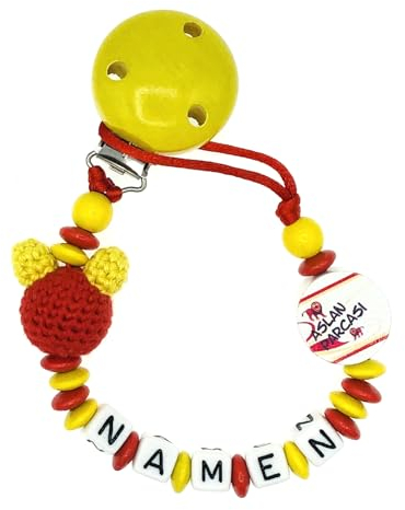 Nuckelkette mit Namen für GALATASARAY Fan/Aslan Parcasi Rot Gelb/Unisex/Personalisiert