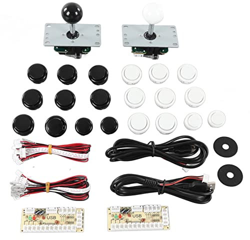 2-Spieler-DIY-Arcade-Kit, USB-Brettspiel-Encoder-Joystick, Arcade-Tasten-DIY-Teileset, Encoder-DIY-Spielekonsolen-Kit, Langlebiges, Präzises Design für Freunde, die(Schwarz und Weiß 6-8 37-41)